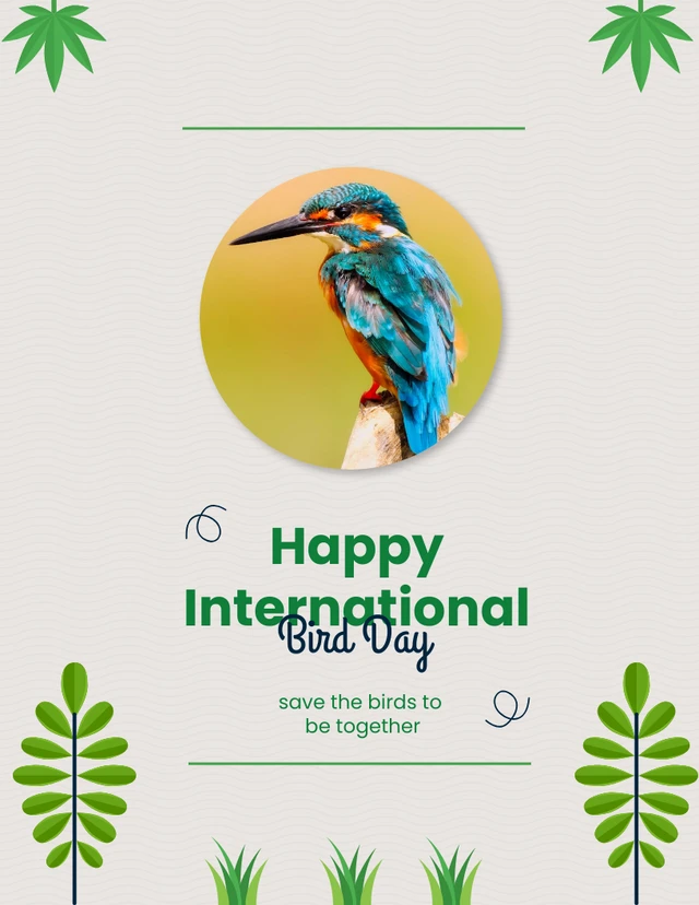 International Bird Day green simple poster Template
