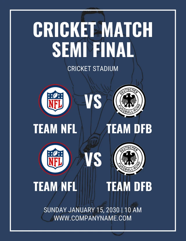 Blue Simple Cricket Match Schedule Template