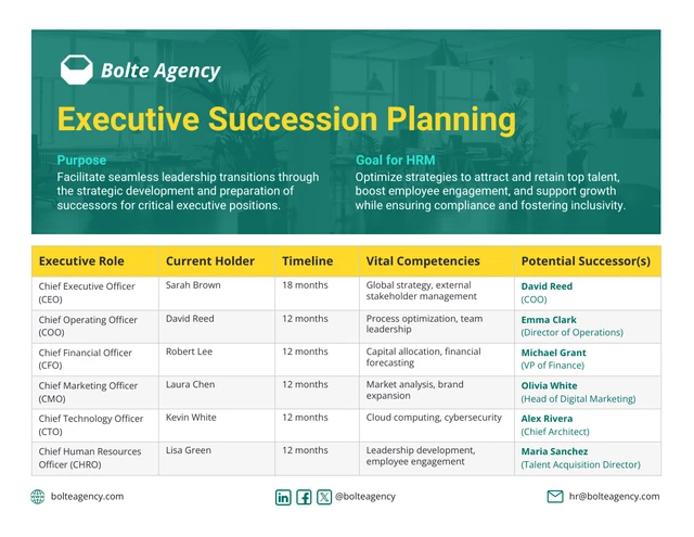 Executive Succession Planning Template