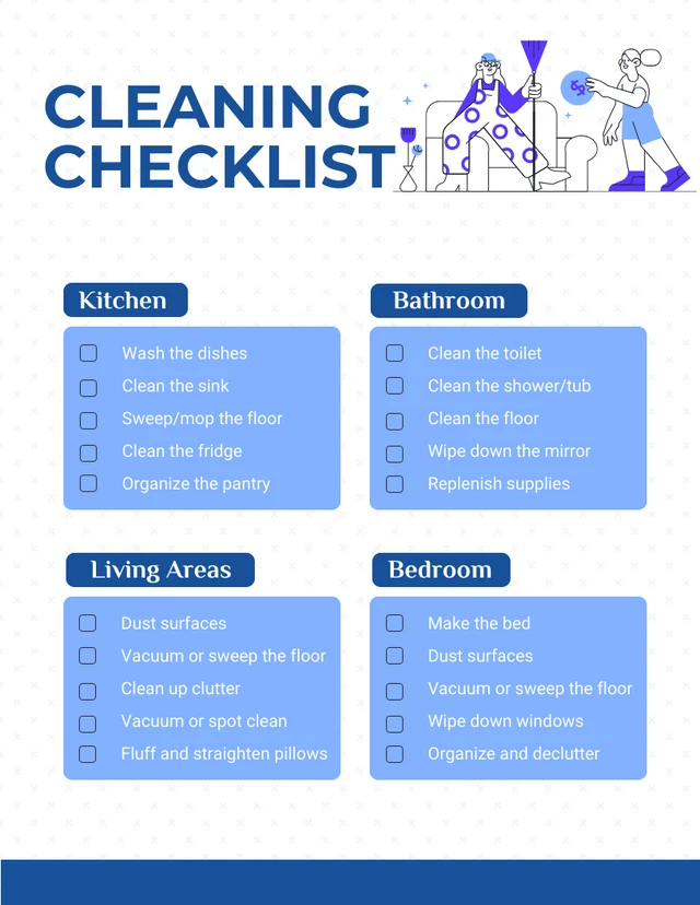 White Simple Illustration Cleaning Checklist Template