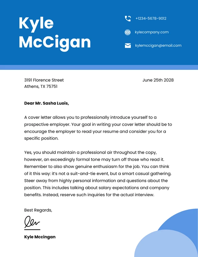 Blue Minimalist Salary Increase Letter Template