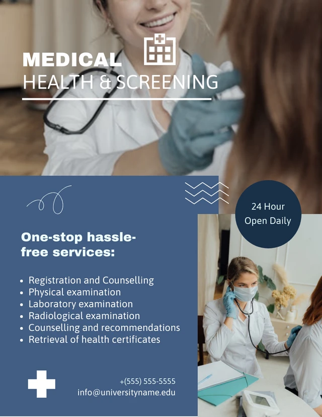 Black Modern Medical Health Screening Flyer Template
