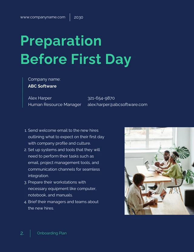 Dark Blue And Green Onboarding Plan - Page 2