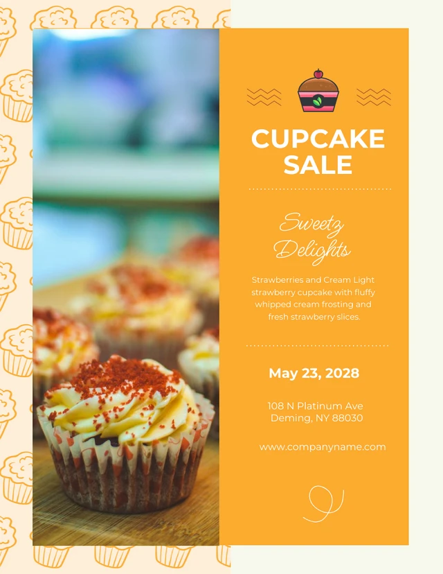 Orange Selling Cupcake Flyer Template
