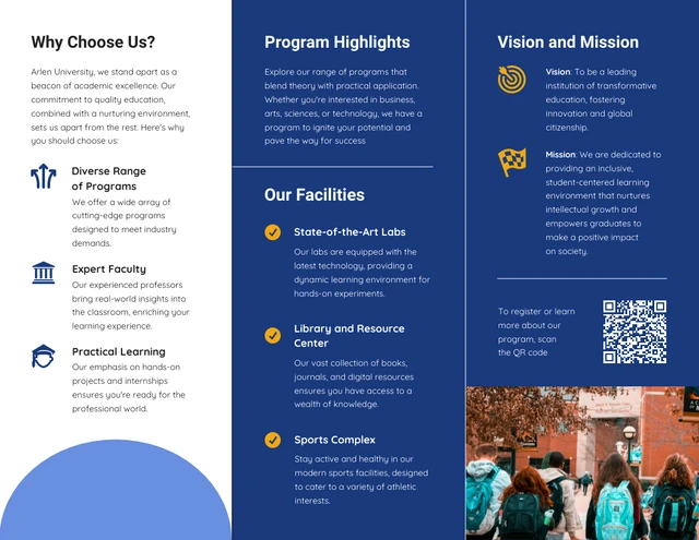 Navy And White Minimalist Clean College Brochures - Page 2