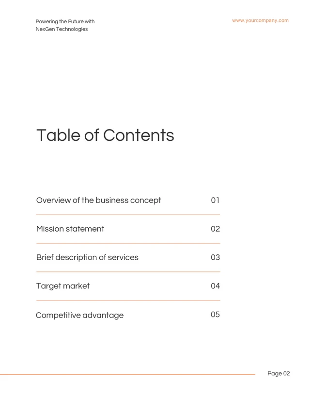 Simple Minimalist Orange Business Plan - Page 2