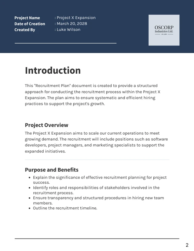 Blue And Grey Minimalist Recruitment Plan - Page 2