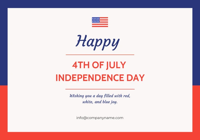 Blue and Red 4th of July Independence Day Card Template
