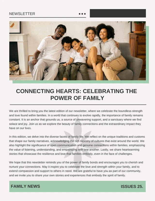 Light Grey Classic Family Newsletter Template