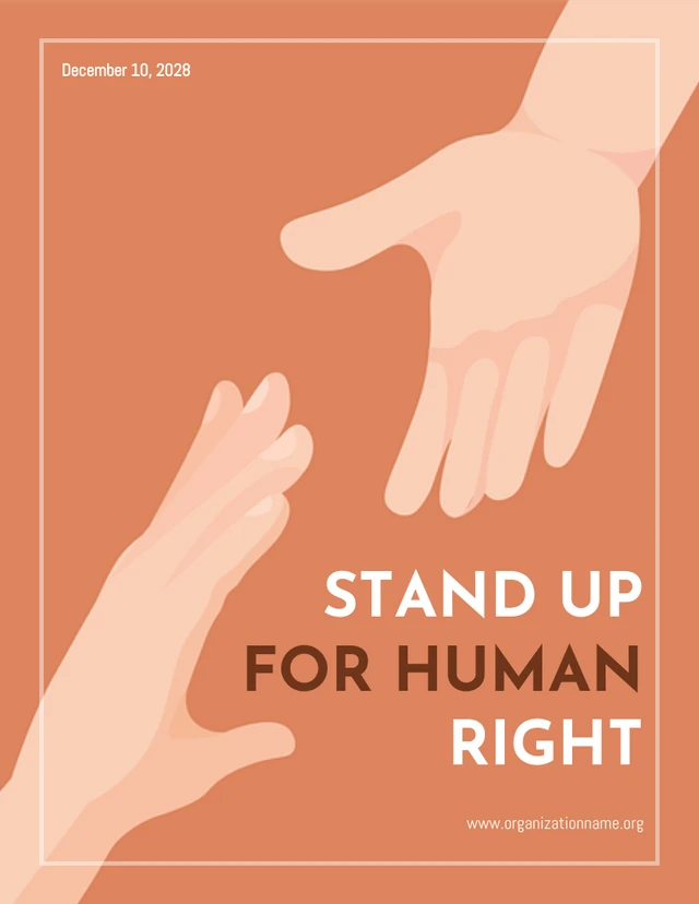 Light Brown Simple Illustration Stand Up For Human Rights Poster Template