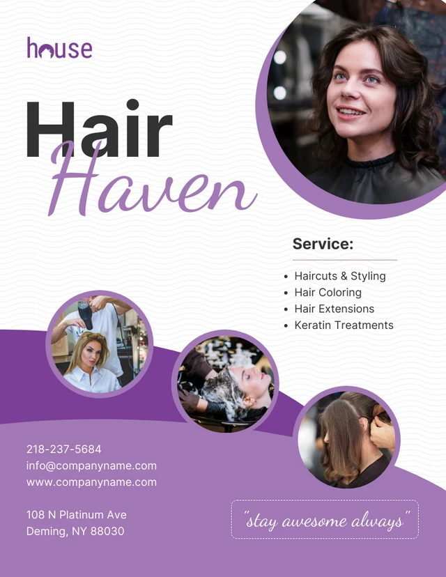 Elegant Purple Flyer Hair Salon Template
