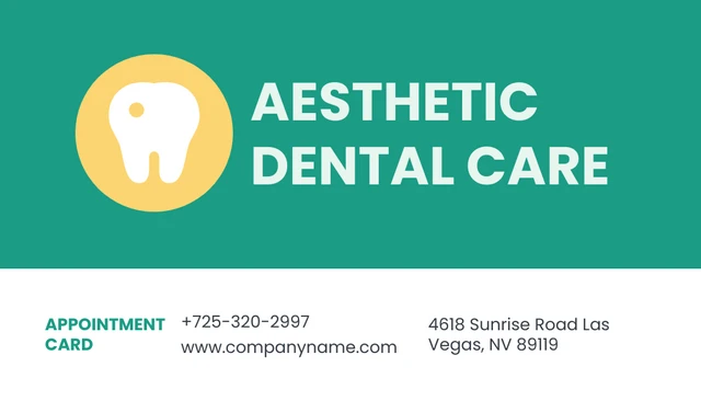 Teal Modern Dental Care Clinic Appointment Business Card - Page 1