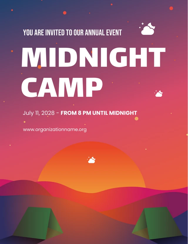 Purple Midnight Camp Poster Template
