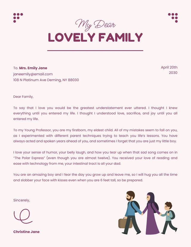 Light Pink And Dark Purple Simple Illustration Business Family Letterhead
