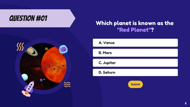 Purple Space and Planets Quizzes Presentation - Page 2