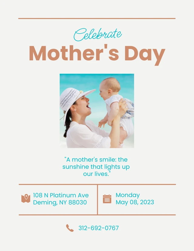 Simple Cool Blue Mother's Day Flyer Template
