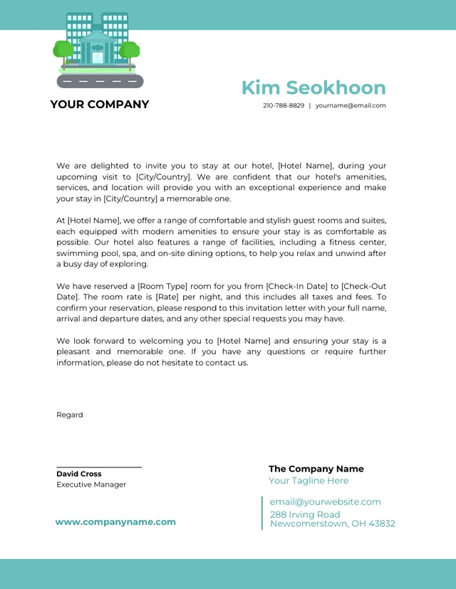 Pastel Green Minimalist Hotel Letterhead
