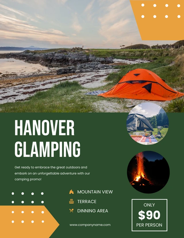 Green and Yellow Glamping Poster Template
