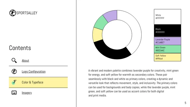 Green, Purple, and Yellow Simple Brand Identity Presentation - Page 5