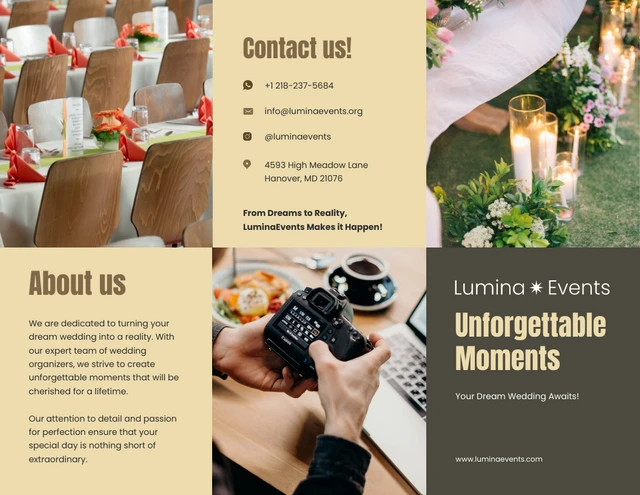 Beige Wedding Tri Fold Brochure - Page 1