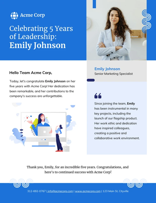 Leadership Work Anniversary Email Newsletter Template