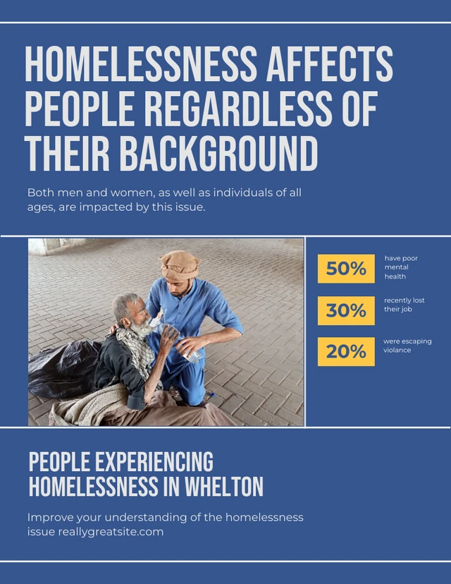 Blue Simple Homelessness Poster Template