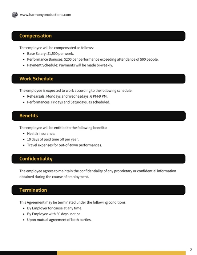 Vocalist Contract Template - Page 2