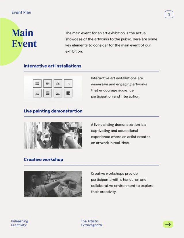 Light Beige and Blue Art Exhibition Event Plan - Page 3