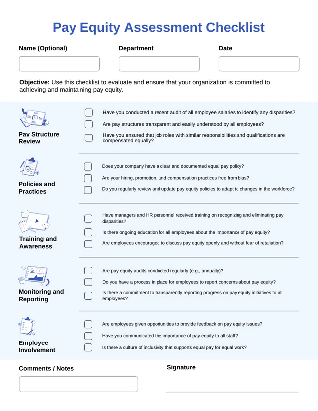 International Equal Pay Day Assessment Checklist Template