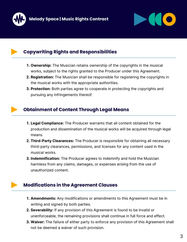 Music Rights Contract Template - Page 3