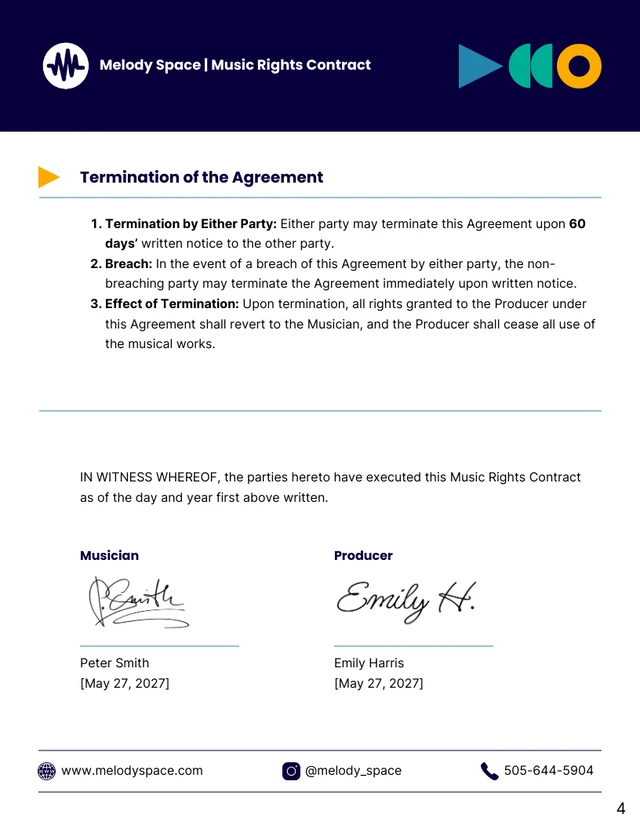 Music Rights Contract Template - Page 4