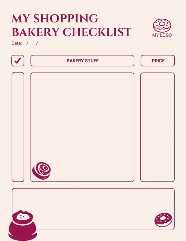 Cream And Red Clean Shopping Bakery Checklist