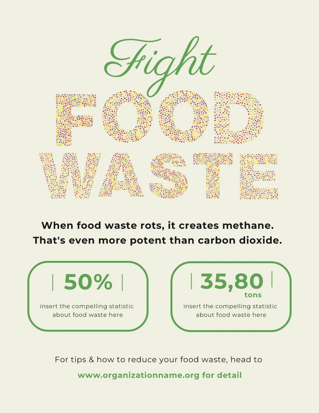 Beige Minimalist Clean Fight Food Waste Poster Template