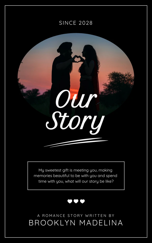 Black Simple Photo Romance Book Cover Template