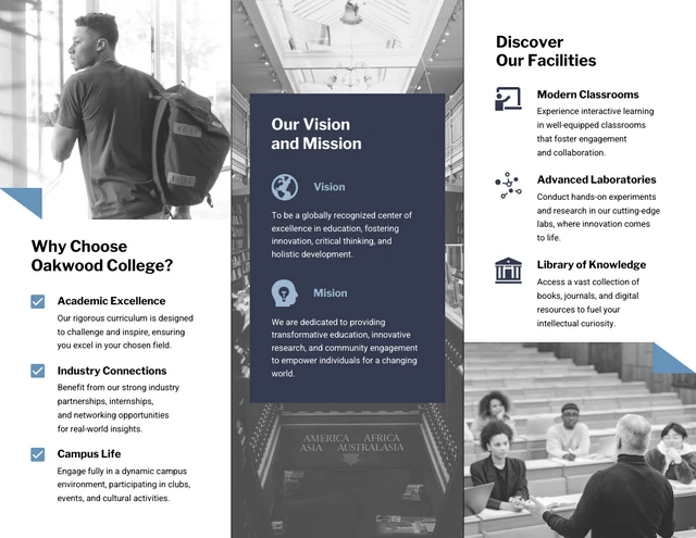 Blue And White Simple College Trifold Brochure - Page 2