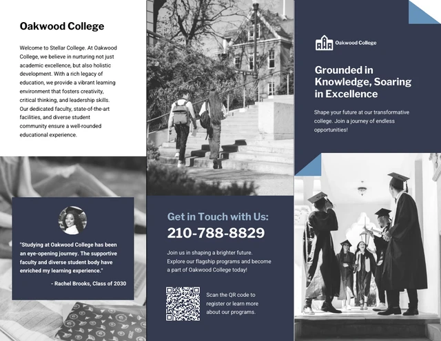 Blue And White Simple College Trifold Brochure - Page 1