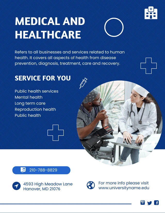 Blue Simple Poster Hospital Health Care Template