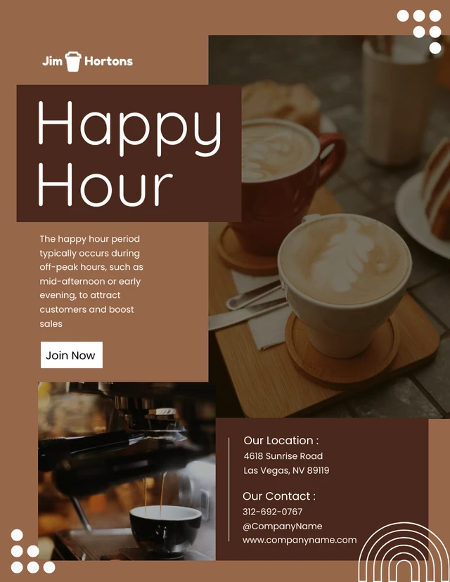 Brown Creative Happy Hour Poster Template
