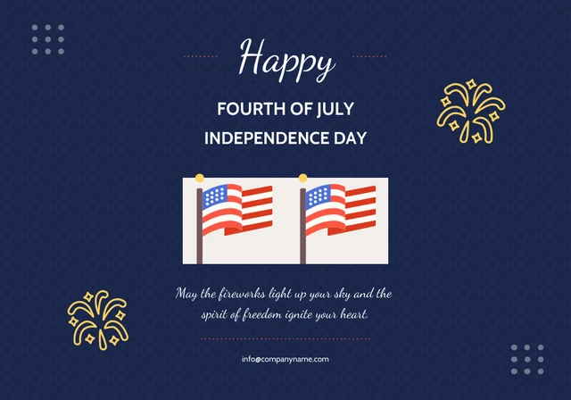 Dark Blue 4th of July United States Independence Day Card Template
