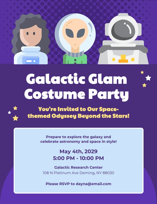 Purple Cosmic Costume Party Invitation Template