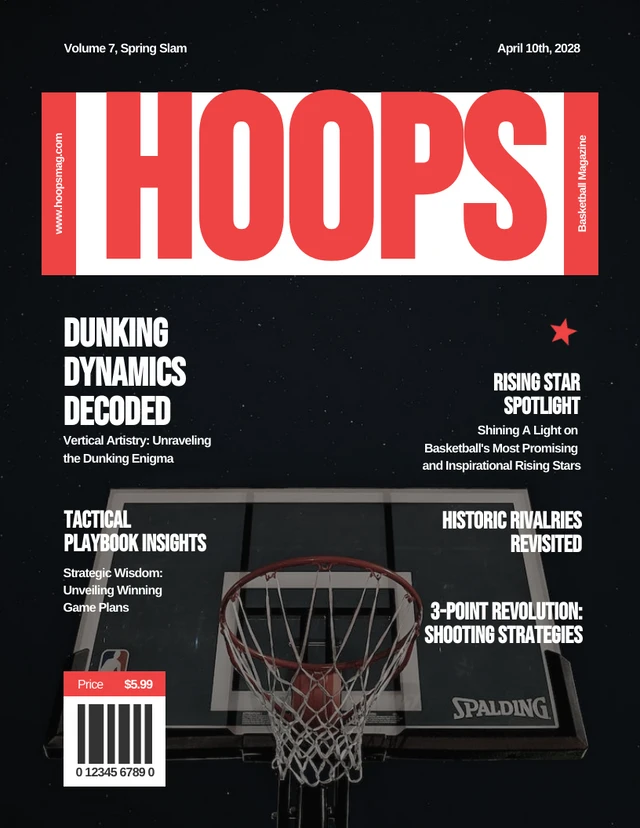 Dark Red White Sports Magazine Cover Template