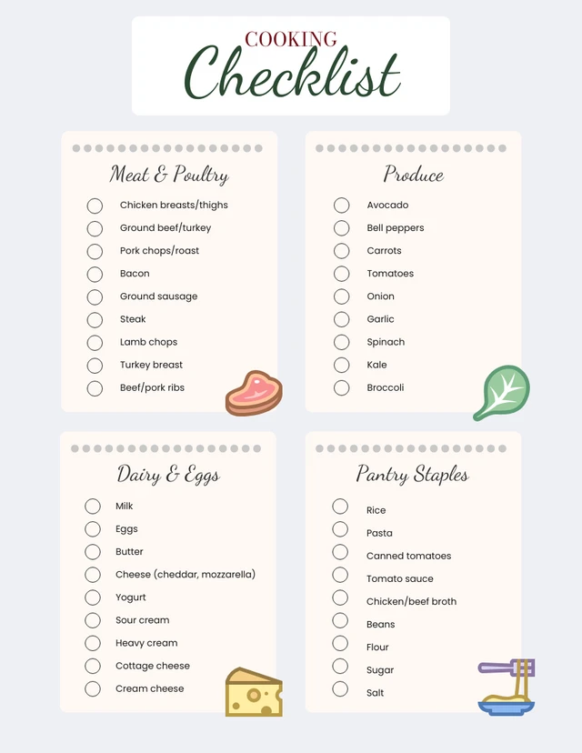 Minimalist Cooking Checklist