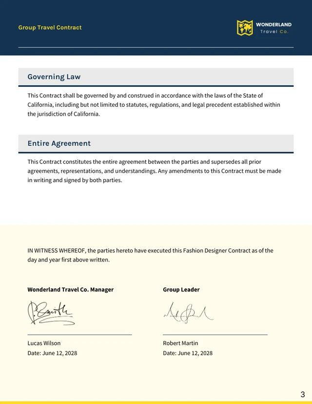 Group Travel Contract Template - Page 3