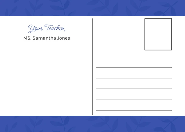 Blue Aesthetic Pattern Teacher Thank You Postcard - Page 2