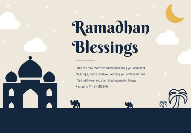 Cream And Navy Ramadhan Blessings Card Template