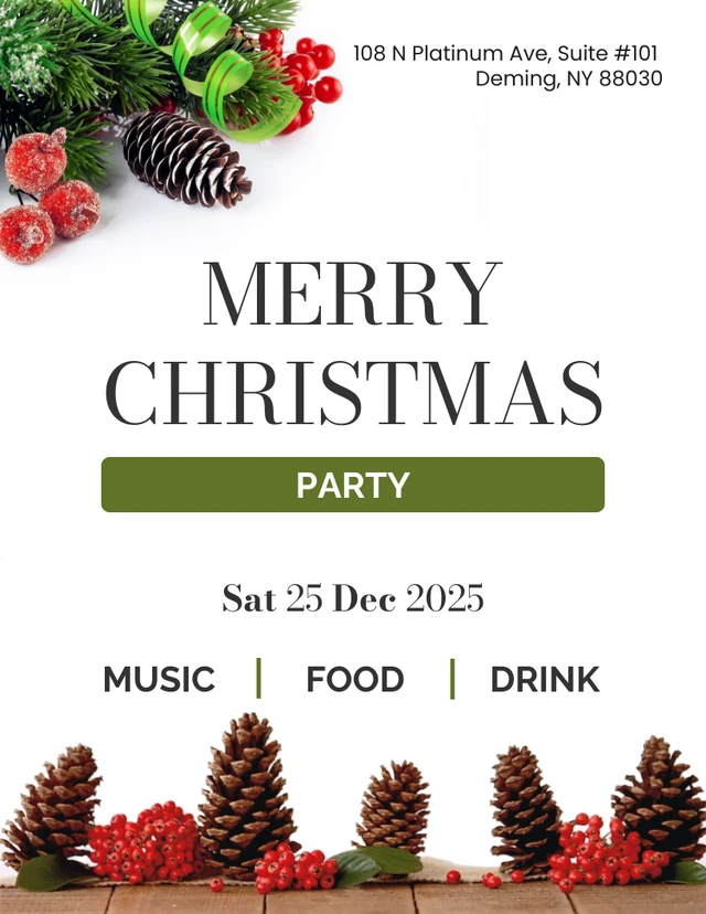 Modern Minimalist Design Black & Green Christmas Party Template