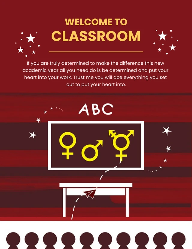 Red And Yellow Playful Illustration Classroom Welcome Poster Template