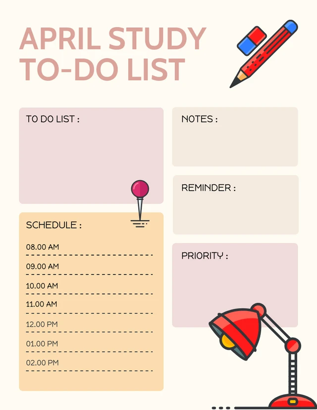 Light Yellow Modern April To-Do List Schedule Template