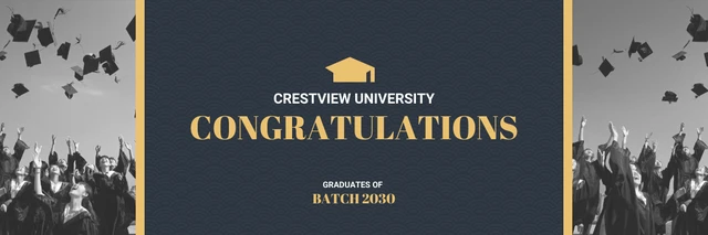 Black And Gold Simple Vintage Classic Congratulation Graduation Banner Template