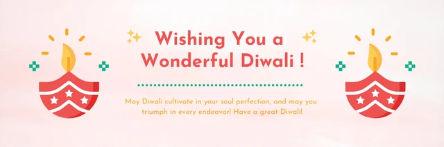 Light Pink Gradient Simple Illustration Diwali Banner Template